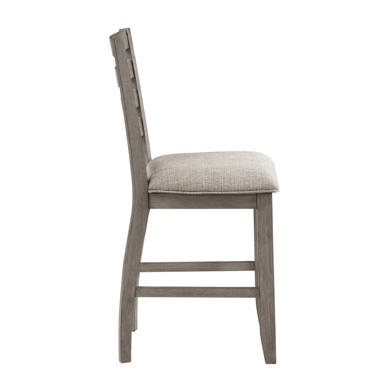Gray Wood Ladder Back Dining Chair with Cushioned Seat