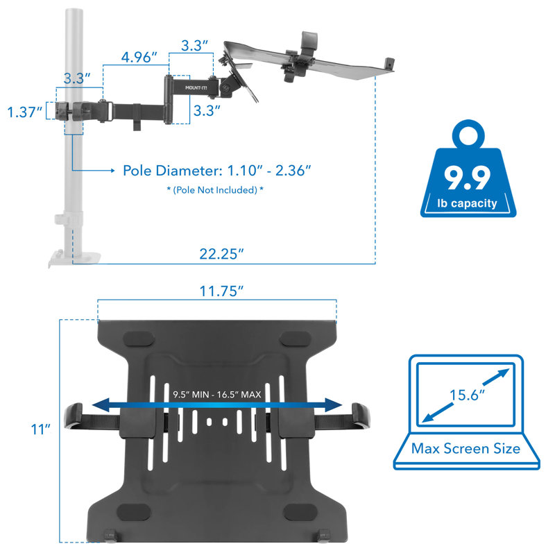 Mount-It! Pole Mount Laptop Holder