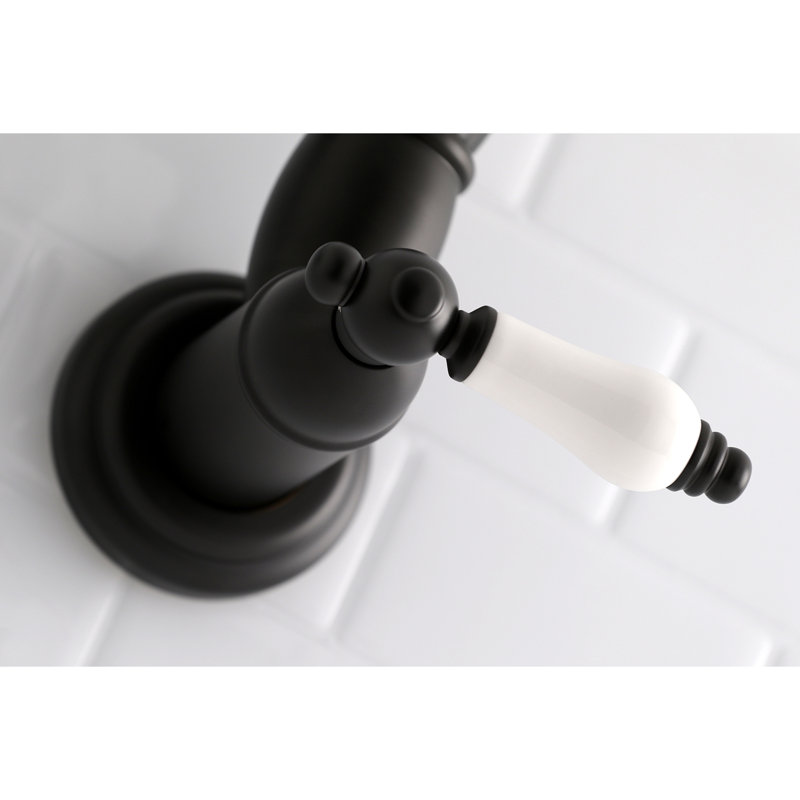 Kingston Brass Restoration Two-Handle 1-Hole Wall Mount Pot Filler Faucet, Matte Black