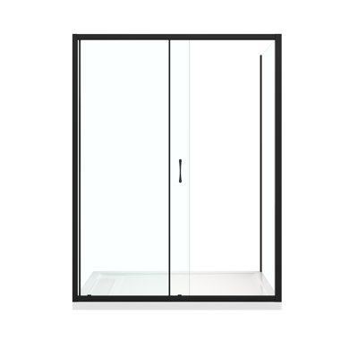 Ensemble de douche de coin droit noir mat L 60 po x l 36 po x H 72,83 po Breeze