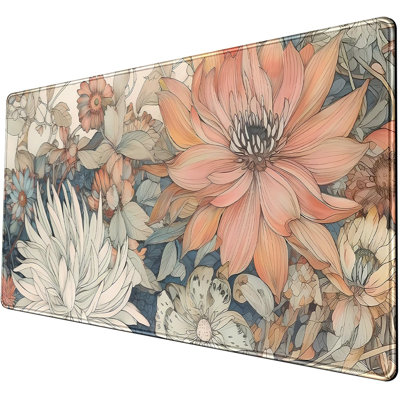 Floral Desk Mat Boho Aesthetic Flower Desk Matt For Desktop Large XXL Gaming Mouse Pad For Desk Extended Deskpad Laptop Keyboard Computer Mat Desk Decor For Women 31.5 X 15.7