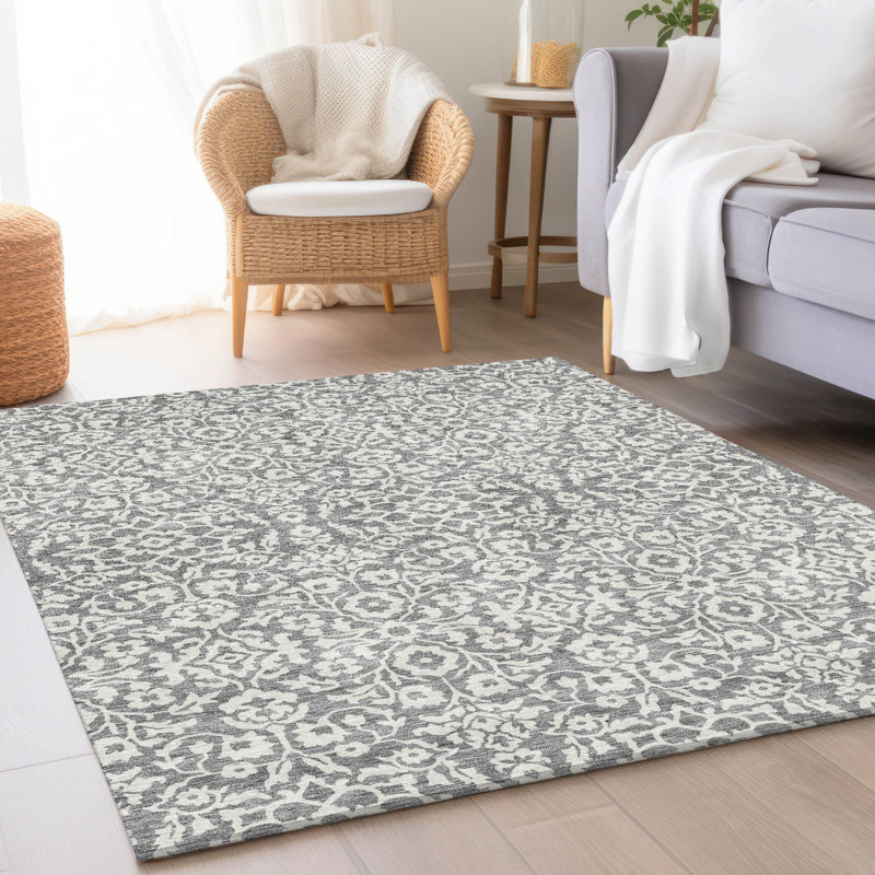 Premium Machine Washable Prisco Gray Rug, Rectangle 3' x 5'
