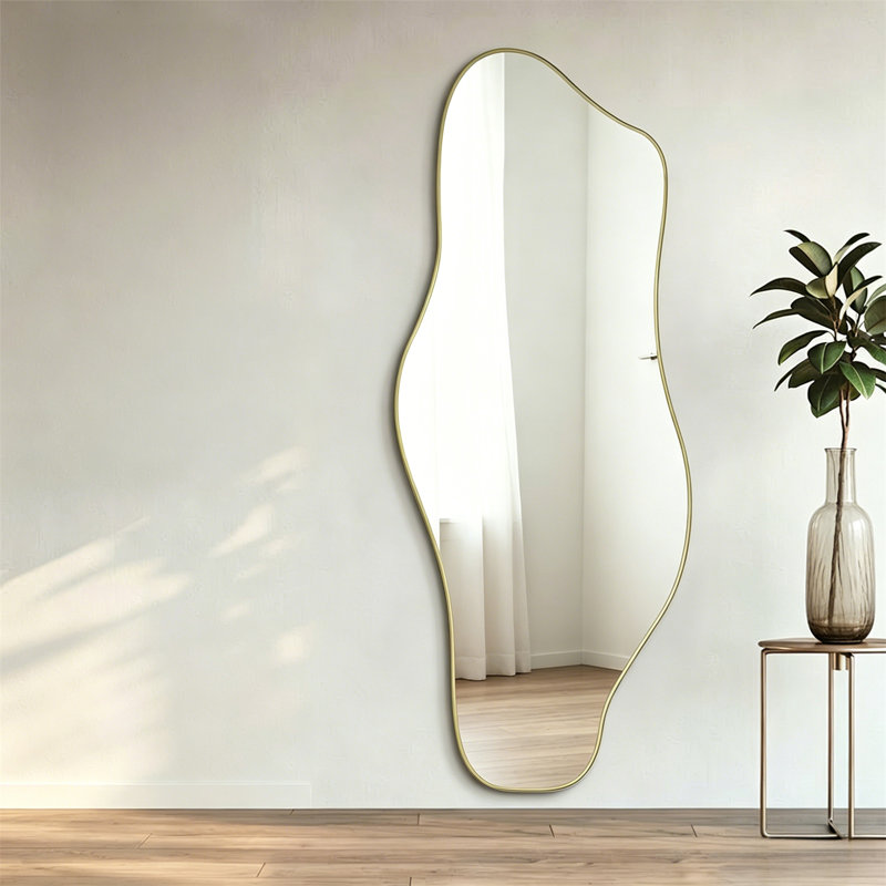 Full Body Mirror, Irregular Full-Length Mirror - Asymmetric Tempered Glass Mirror, Suitable For Modern Large Organic Frameless Mirrors In Living Rooms, Bedrooms, Corridors, And Entrances - Suspended Vertically Or Horizontally