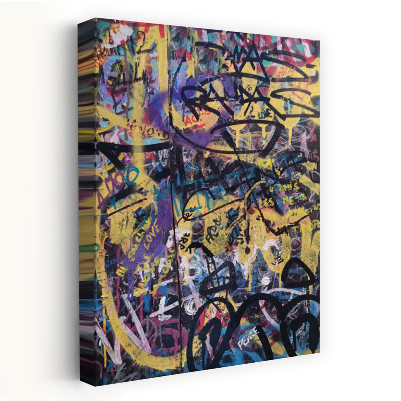 Graffiti mural 1 abstrait, art urbain contemporain coloré, H 48 po x l 32 po