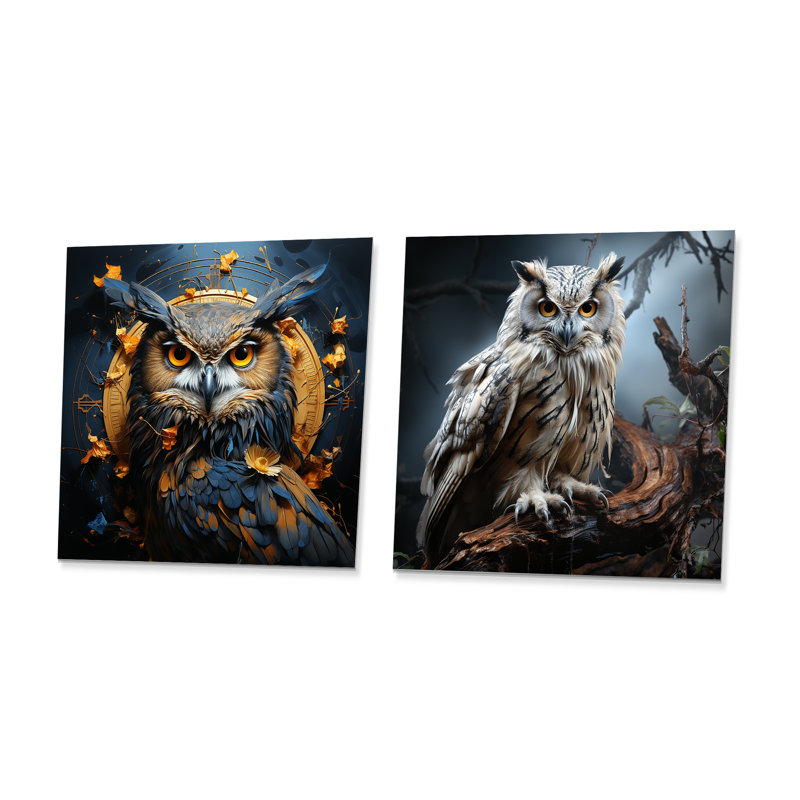 Nocturnal Owl Portrait I - Hibou, H 23 po x l 46 po