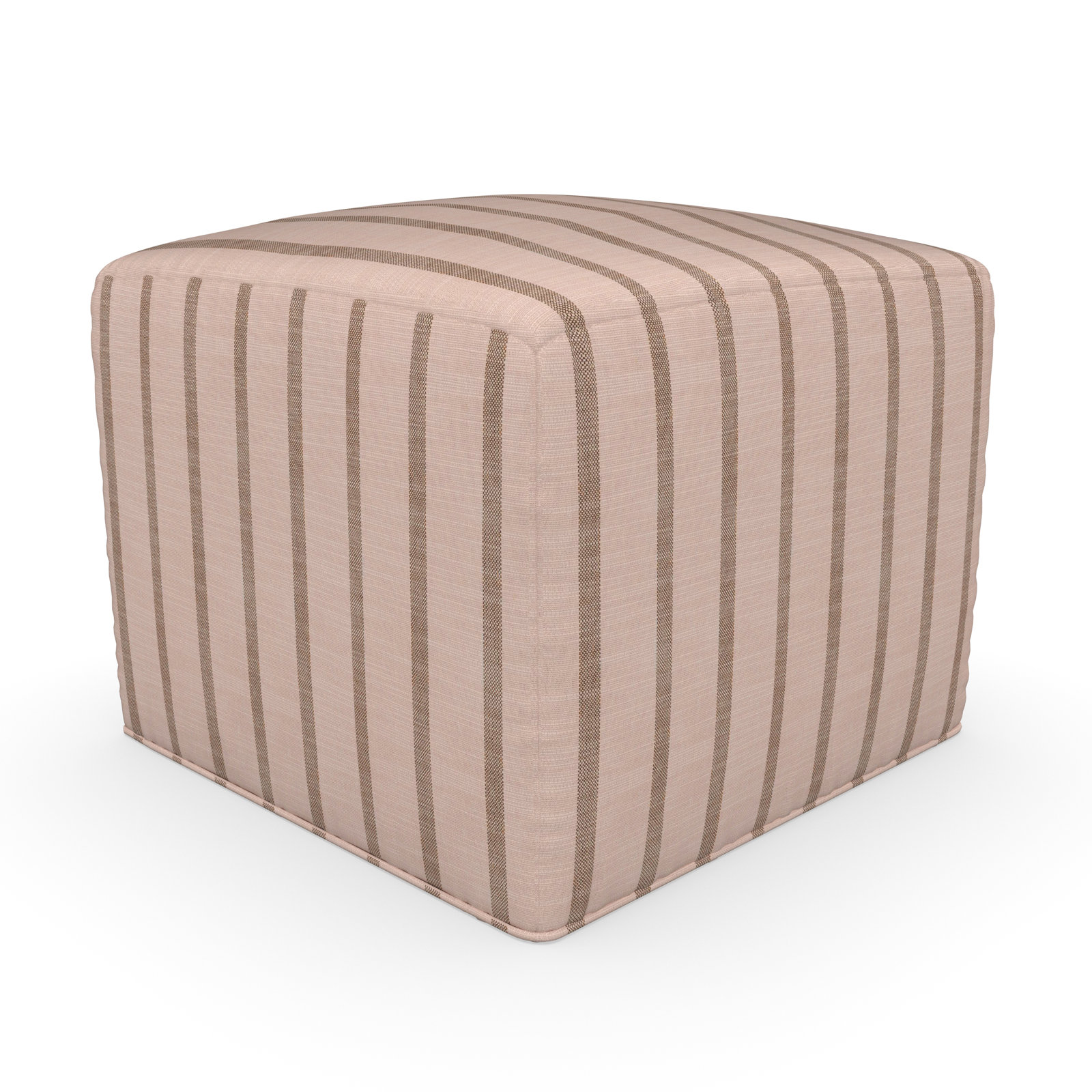 Praia Sunbrella® Outdoor Ottoman, 18" H x 22" W x 22" D, Unwind Cameo Striped Sunbrella®
