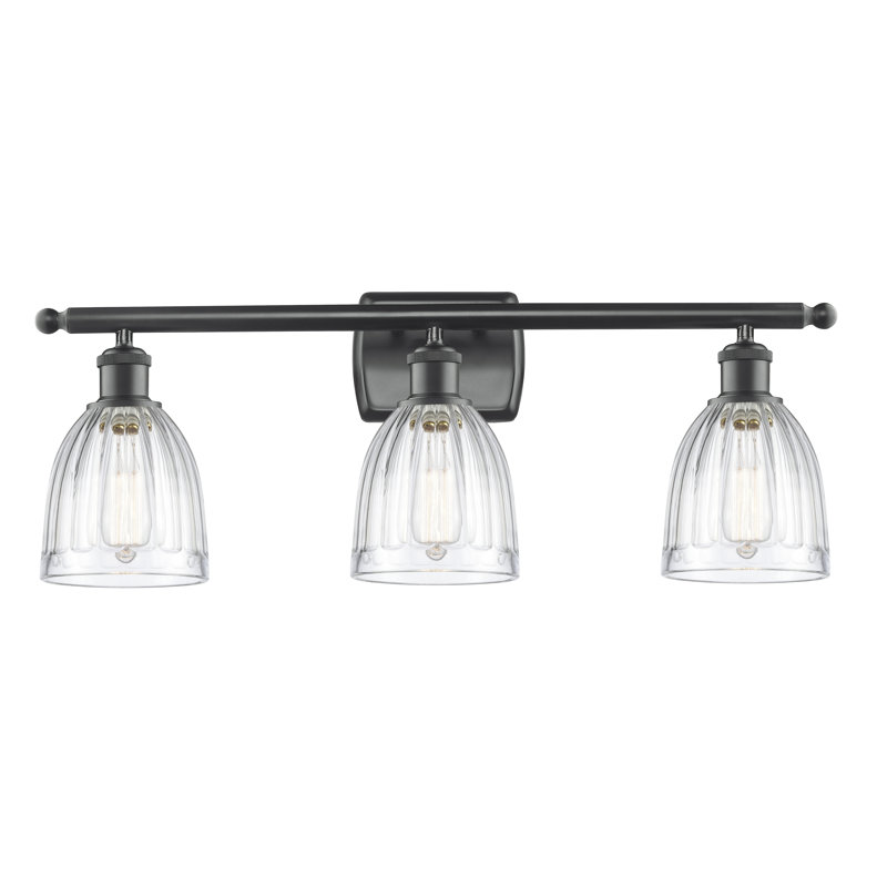 Éclairage pour salle de bain 3 lumières Dunder, Transparent, Ampoule DEL 6 watts Vinage, Noir mat