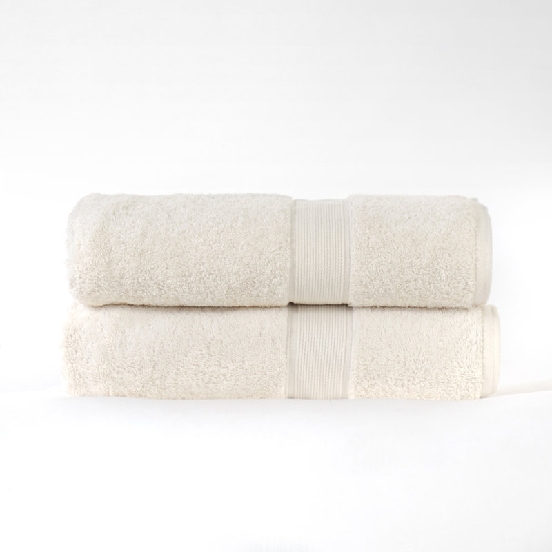 Ensemble de serviettes en coton biologique Lyndon, Ivoire ivoire, Ensemble de 2 draps de bain