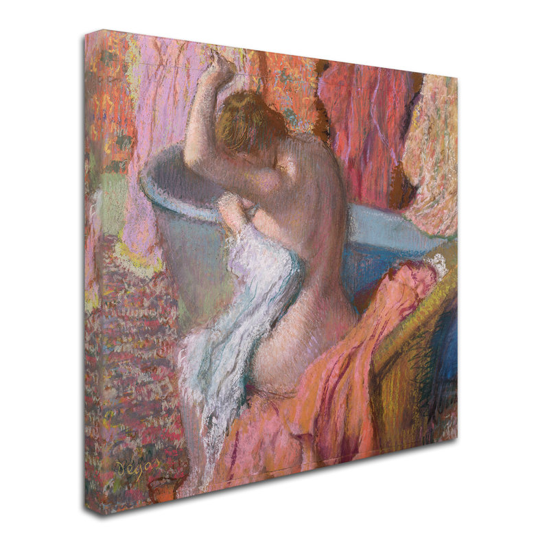 «Sother Bather, 1899» par Edgar Degas, reproduction sur toile, H 14 po x l 14 po x P 2 po, Rose / brun clair / bleu