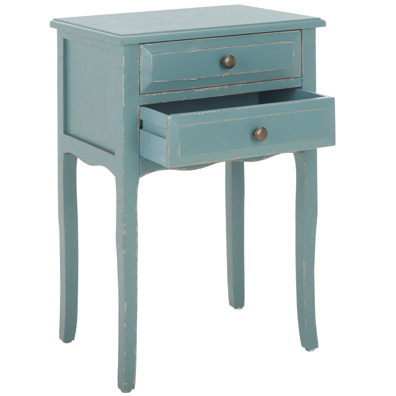 Bhavishya 18'' W Solid Wood Nightstand, Pale Blue/White Smoke