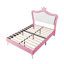 Full Size Upholstered Bed Frame With LED Lights,Modern Upholstered Princess Bed With Crown Headboard,White+Pink-761233975