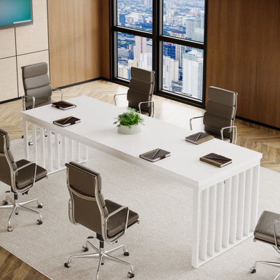 Table de conférence de 78,7 po avec pieds en métal pour 4 à 6 personnes Reidy