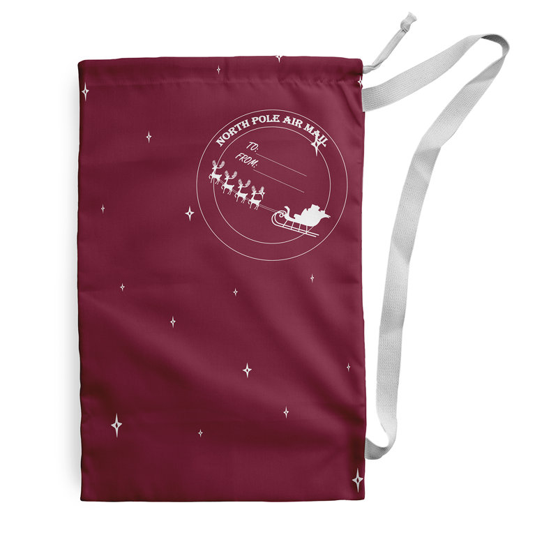 Sac de père Noël avec étoiles brillantes, H 29 po x l 18 po, Cranbery