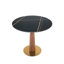 Table de salle à manger ronde moderne, table en pierre frittée de 33,5 po avec pieds en bois et base dorée, table de cuisine pour 2 personnes pour un petit espace, capacité de poids de 150 lb (seulement la table de Négociation)-1760800647