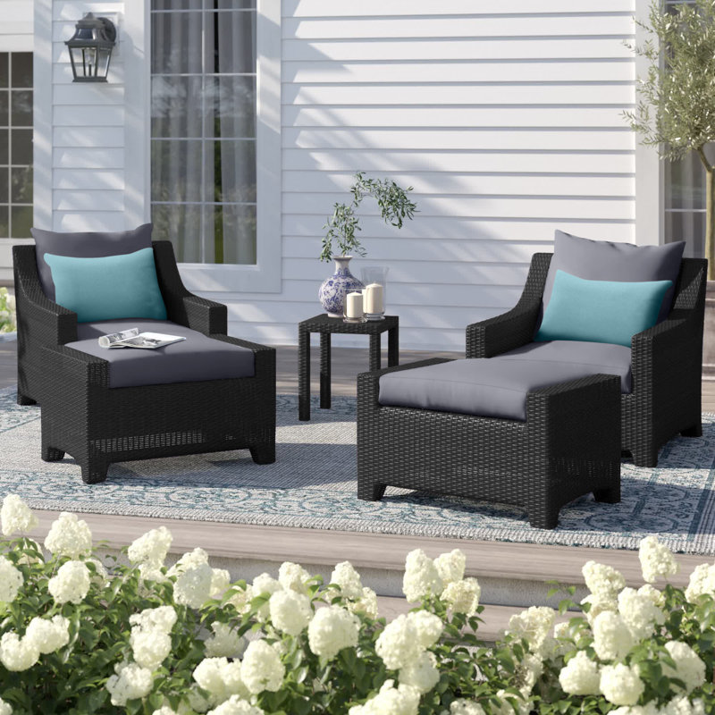Mifflin 5 Piece Rattan Multiple Chairs Seating Group with Cushions, Gray Olefin
