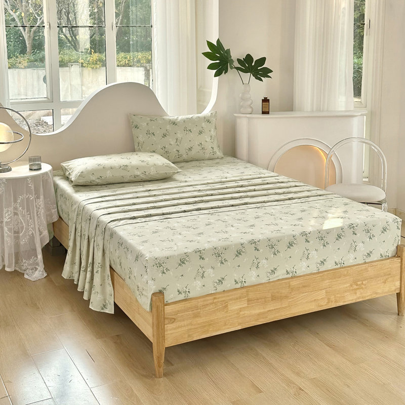 Ensemble de draps 100% coton jaunes, Ensemble de draps pour grand lit avec un drap-hous