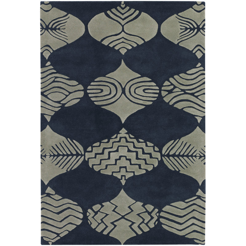 Parson Gray Wool Area Rug in Blue, Rectangle 7'9" x 10'6"