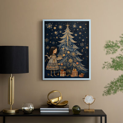 «Christmas Holiday Art» DCXLVI, reproduction d'art encadrée - bois massif