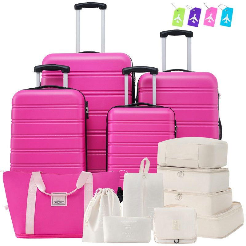 Valise Hardshell 4 pièces + valise à roulettes avec verrou TSA - 16 "+ 20" + 24 "+ 28" bagages