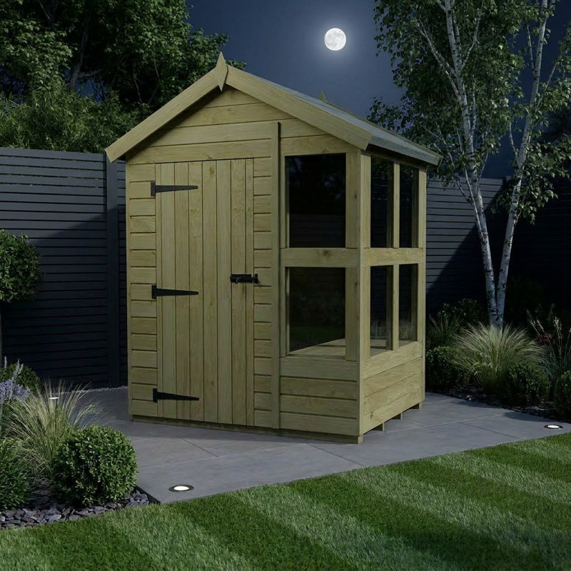Total Sheds 4ft x 6ft Apex Potting Shed - Built-in Two-Tier Bench - Pressure Treated Timber - UK Manufactured