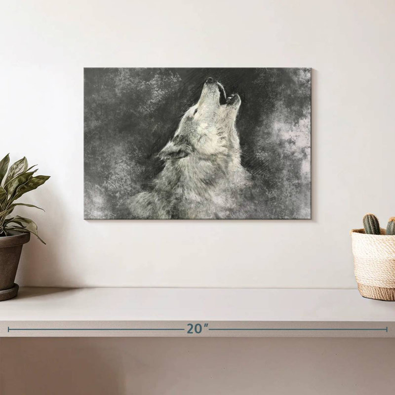 Howling Wolf BW, 8" H x 12" W