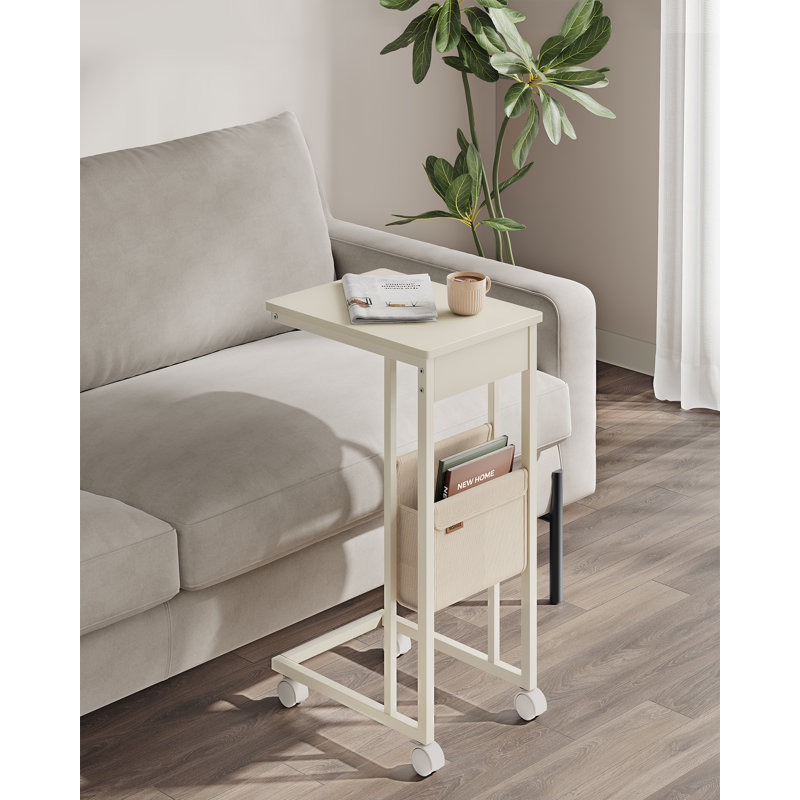 Alexann Sled End Table, White, White