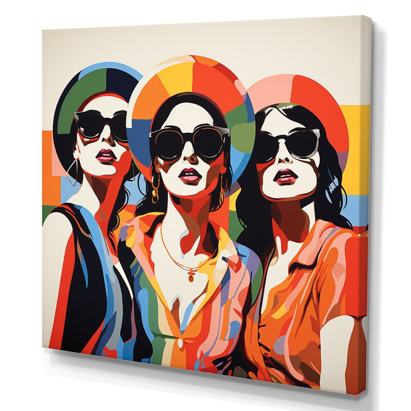 Rouge et bleu Matisse's Hippie Women II - mode, art mural, Toile tendue, H 36 po x l 36 po x P 1,5 po