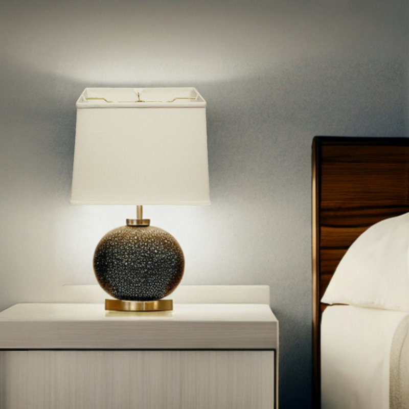 White Linen Lamp Shade, White, 13" H x 20" W x 20" D