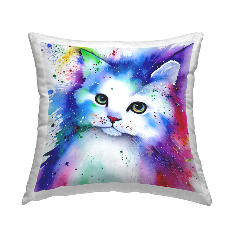Coussin moderne à motif d'aquarelle imprimé par Denise Dundon