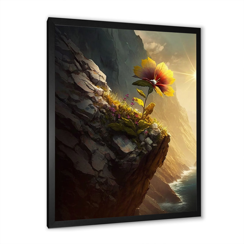 «Blooming Dahlia Mountain Flower» sur toile, H 20 po x l 12 po x P 1 po, Cadre simple noir