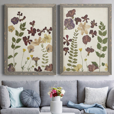 Pressed Flower Arrangement V - Ensemble de 2 reproductions d'art
