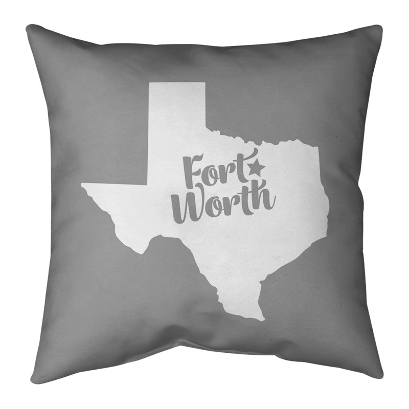 Cotton Blend Reversible Throw Pillow, Fort Worth, 18" x 18", Gray