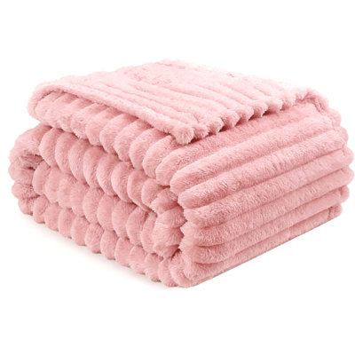 Striped Plush Lightweight Throw Blanket, Ultra Soft & Cozy for Sofa Couch Bed, Machine Washable