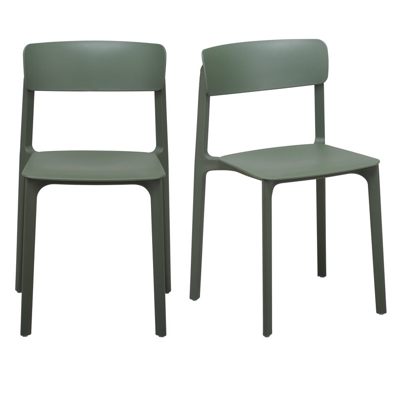 Vowa Stacking Patio Dining Side Chair, Green