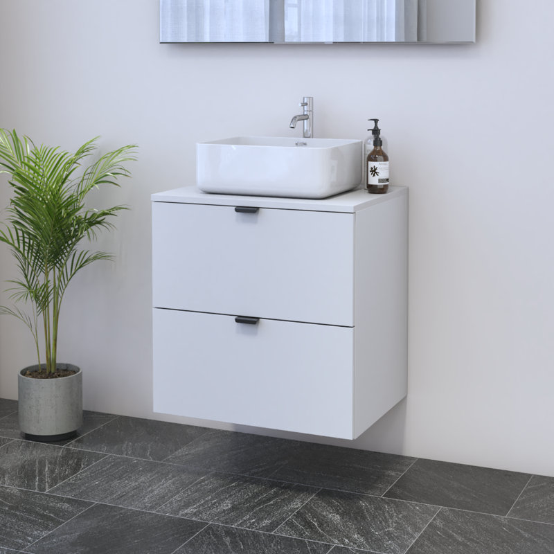Meuble-lavabo simple 23,6 po avec plateau Kareema, Blanc
