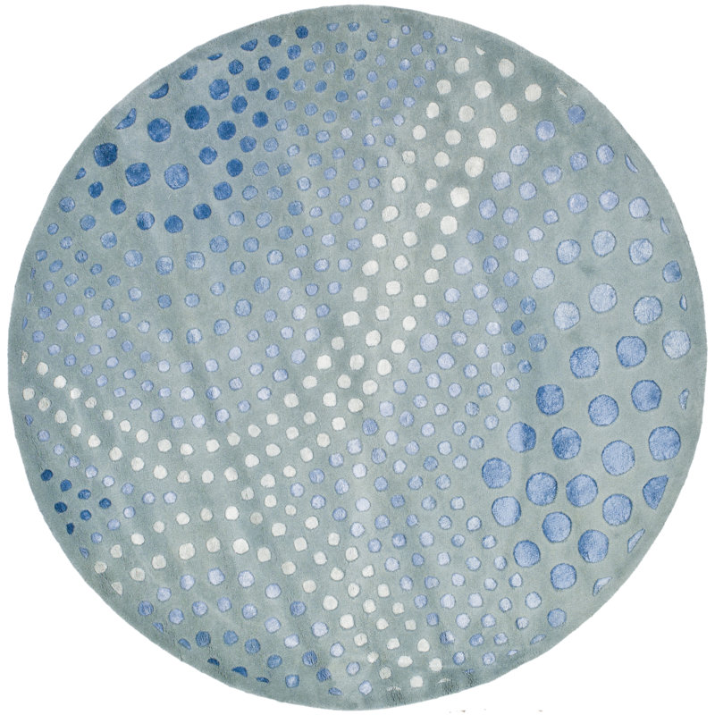 Candelo Hand Tufted Wool And Viscose Abstract Rug, Round 6'