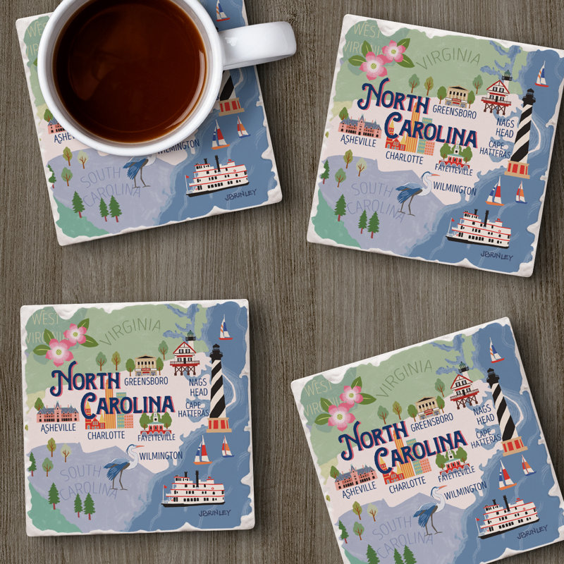 Thirstystone North Carolina 4 Piece Tumbled Tile Coaster Set