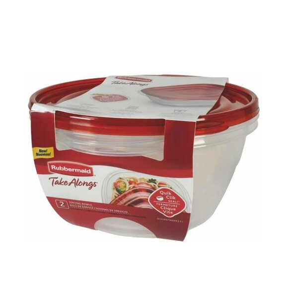 Rubbermaid TakeAlongs Rhubarb 5 Cup Deep Square Containers, 4-Pack