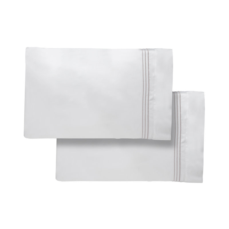 Elide Cotton Sateen Embroidered Pillowcase, Standard Pillow Case