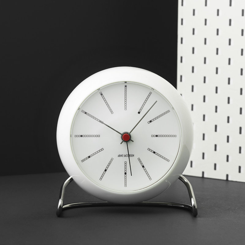 Bankers Electric Clock, White/Silver