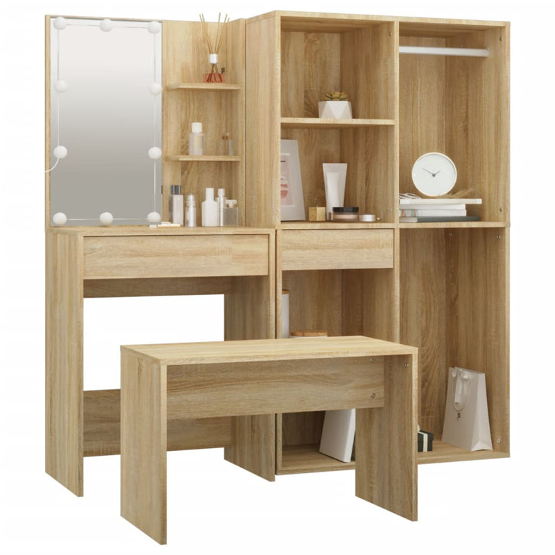 Hausmann Dressing Table with Mirror, Oak