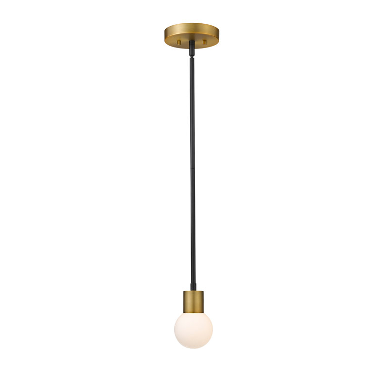 Luminaire suspendu en forme de globe à 1 lumière Ailse, Laiton, Opale