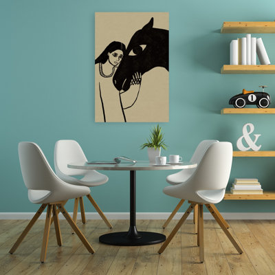 «Serene Woman Horse Bond», art serein minimaliste serein