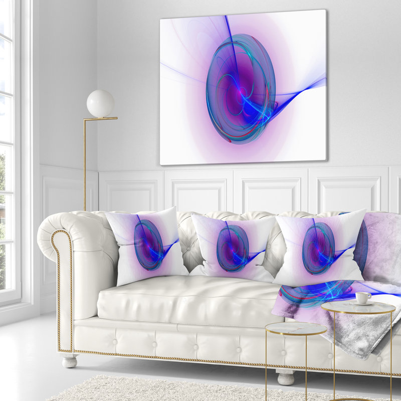 Conception abstraite fractale bleue - coussin imprimé abstrait, 18 po x 18 po, Coussin décoratif