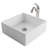 KRAUS Elavo Square White Porcelain Ceramic Bathroom Vessel Sink and Faucet Combo with Pop-Up Drain-35678462