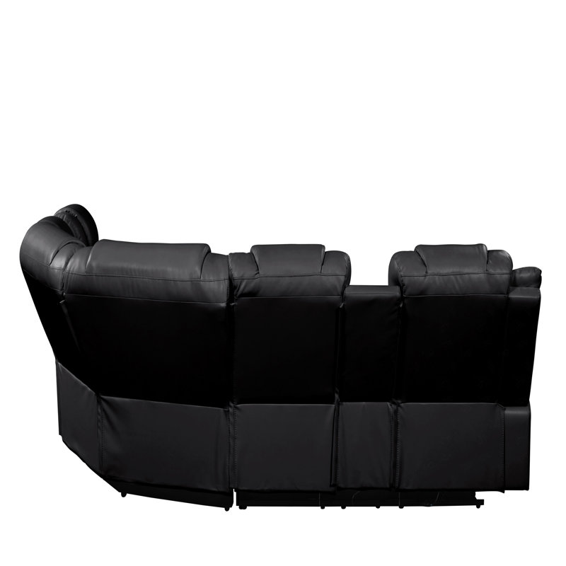 Canapé modulaire inclinable de style moderne, Similicuir noir