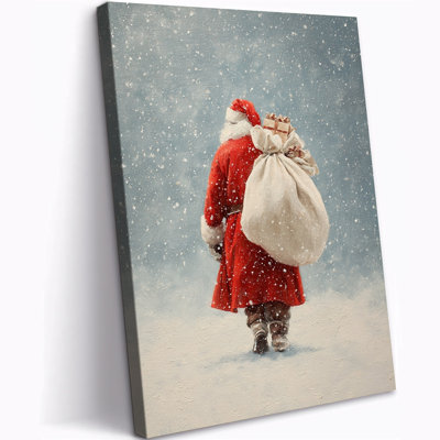 Large Santa Claus Winter Abiella – Vintage Painting Poster, Canvas Prints, Ready to Hang Holiday Wall Artwork, Classic Santa Picture for Christmas Decorations Living Room Home Decor (No Outer Frame), 24×32 Inches