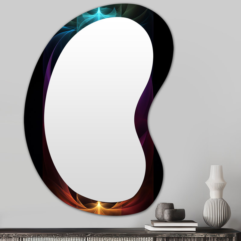 Chakra First Movement Meditation - Abstract Geometric 3D Shapes Irregular Modern Large Wall Mirror, 31" x 22"