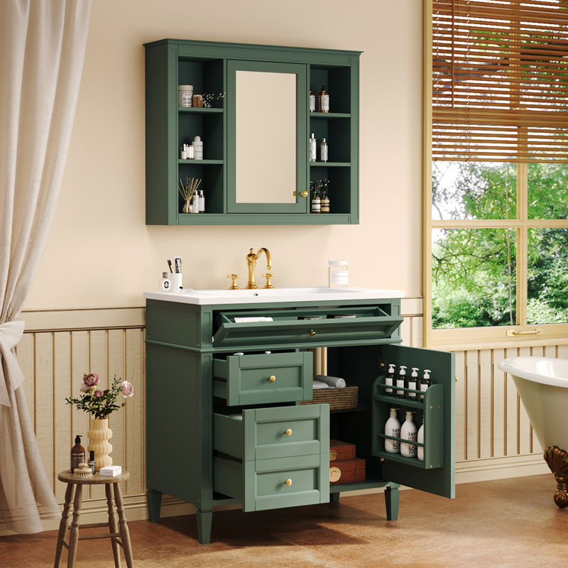Meuble-lavabo 36 po avec armoire à pharmacie, Vert