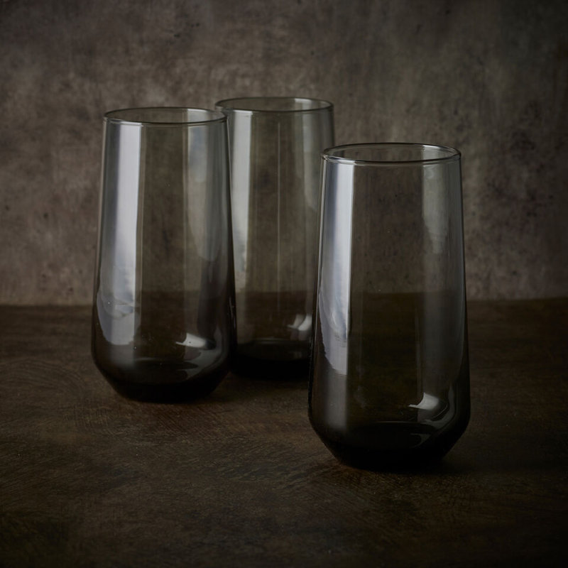 Atanya 15.8926ml Drinking Glass Set, Dark Grey